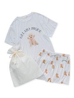 gelato pique/【ラッピング済み】DOG柄ワンポイントTシャツ＆ショートパンツSET/セットアップ
